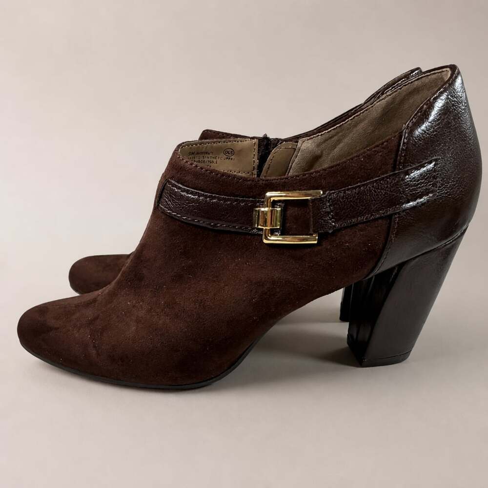 Aerosoles Portrait Brown Suede Heeled Ankle Boots Size 9M